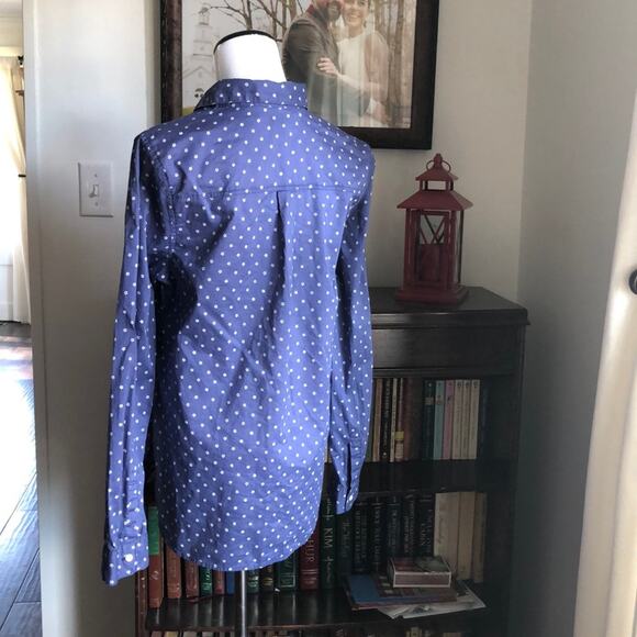 Old Navy Blue Shirt W/Tiny White Flowers, Size M - Picture 3 of 6